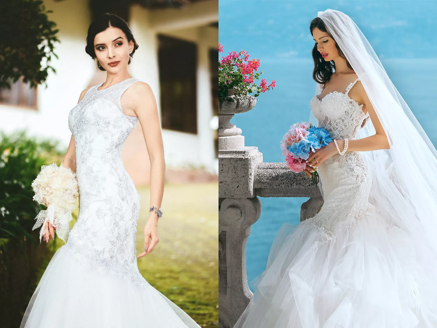 美式魚尾婚紗照，展現新娘的優雅魅力。