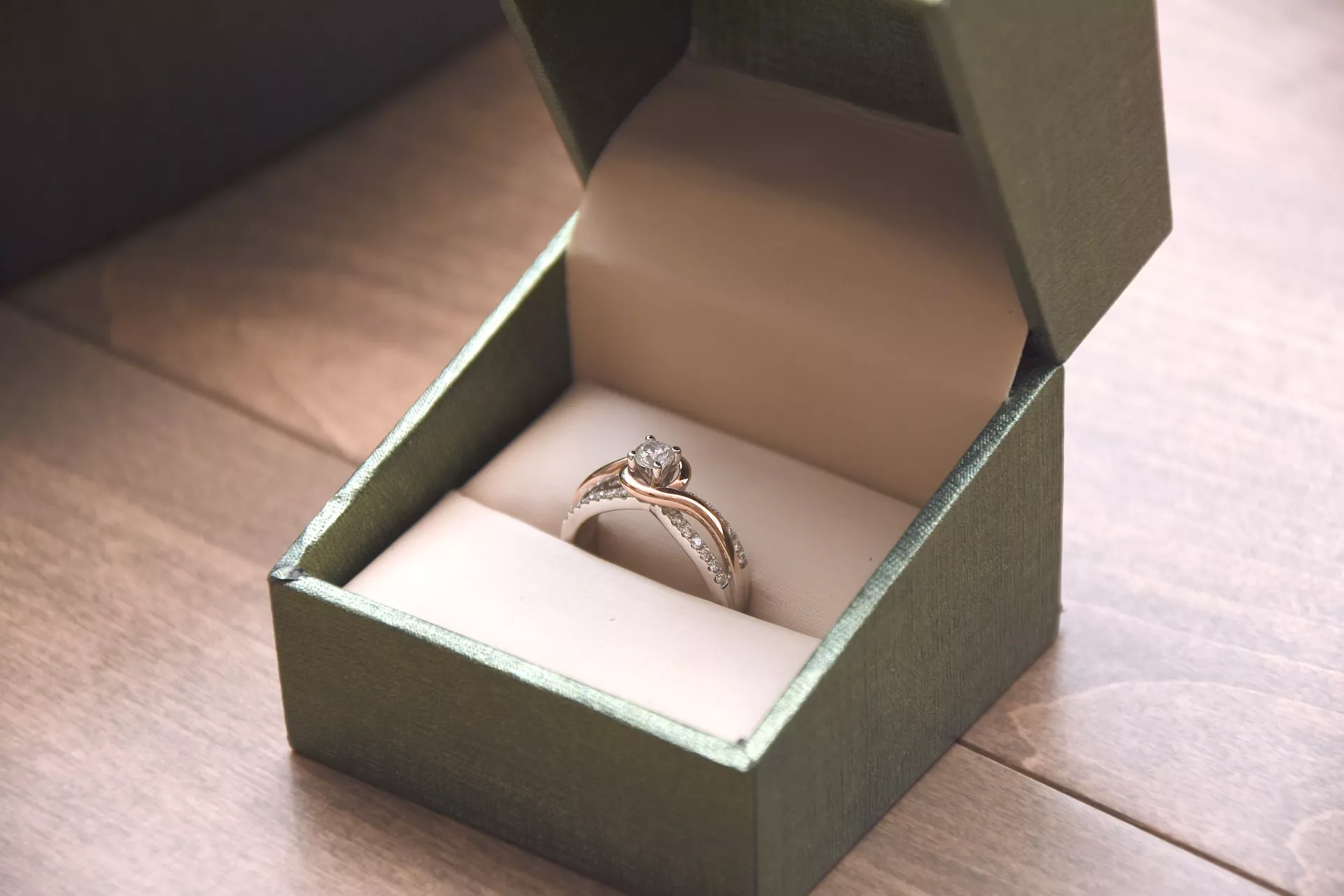 訂婚戒指是中心鑲有主要鑽石的戒指款式。